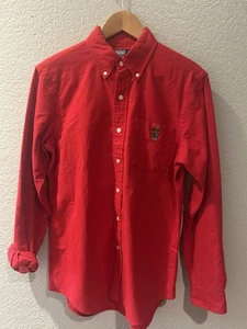 Ralph Lauren Polo Gift Bear Button Down Classic Fit Flannel Shirt Red Mens S - Picture 1 of 7