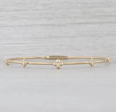 Nuevo Brazalete Flexible Flor Diamante Oro Amarillo 14k 6.75" Foto 1 de 4