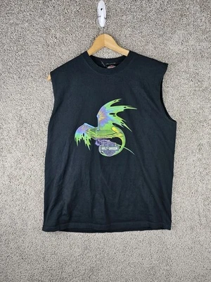 Harley Davidson Sleeveless Green Purple Dragon Shirt Cancun Mexico Mens XL  - Image 1 of 4