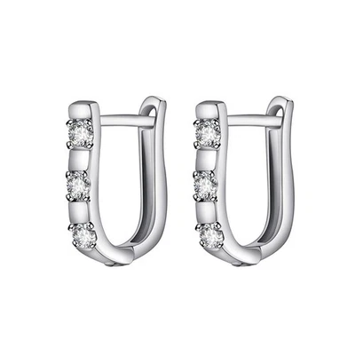  Una coppia elegante zircone a forma di U festa nuziale gioielli donne orecchini - Immagine 1 di 4