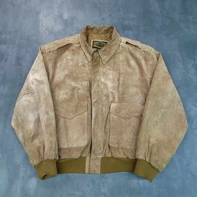 Куртка-бомбер G-III Global Identity желтовато-коричневая кожа мужская размер L винтажная замша - Изображение 1 из 4