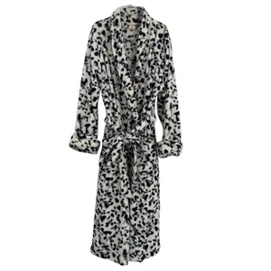 Soma Gr. L/XL Luxuriöser Animal Print Bademantel Plüsch Taschen langer Morgenmantel mit Gürtel - Bild 1 von 10