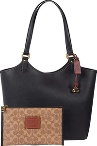 Borsa da giorno Coach in pelle di ciottoli lucida nera taglia unica C6337-B4/BK - Foto 1 di 6