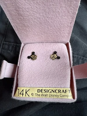 Aretes de oro amarillo macizo de 14k Disney Mickey Mouse Designcraft vintage Foto 1 de 3