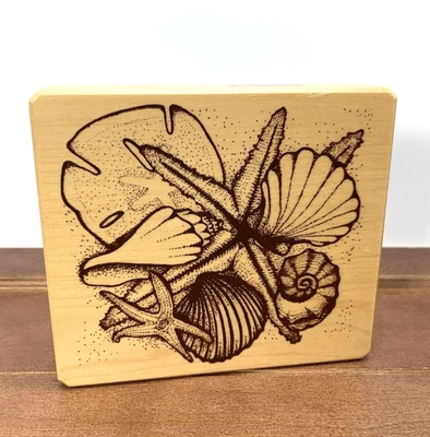 Inkadinkado, sello de goma de madera 90361X conchas de mar estrella pez almeja náutica Foto 1 de 4