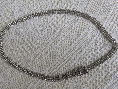 Vtg Silver Crystal Sparkly Rhinestone Womens Girls Small Fashion Belt - Image 1 of 4