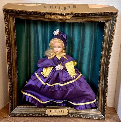 Винтажный 1960-х CELESTE портрет фиолетовый платье кукла Horsman ~ оригинальная рамка коробка никогда не доставался из коробки - Изображение 1 из 4