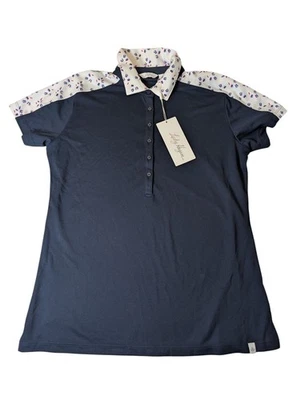 Lady Hagen Women's Medium Printed Block Golf Short Sleeve Polo Shirt Navy/White - Image 1 of 3
