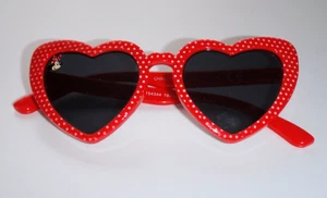 Heart-Shaped Red Sunglasses Minnie Mouse White Polka Dots Kid Size Disney - Picture 1 of 6