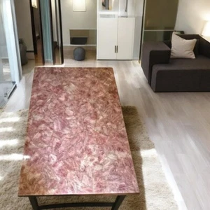 36"x24" Pink Rose Quartz Stone Sofa Dining Table Crystal Healing Gemstone Decors - Picture 1 of 10