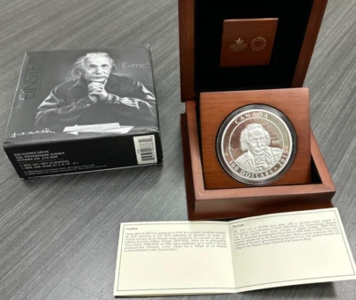 Albert Einstein Royal Canadian Mint 10-Ounce Silver Proof Coin $100 Complete Set - Image 1 of 4