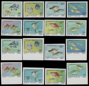 1981, VIETNAM, ORNAMENTAL FISHES, PERF AND IMPEF SETS, MNH, SCOTT #1106-13, IMP - Picture 1 of 1