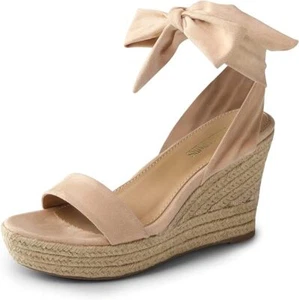 Women Platform Espadrilles Wedges Sandals Open Toe Lace Up Dress Shoes - Picture 1 of 17