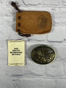 S. Dakota Mount Rushmore Black Hill National Park Solid Brass Vtg Belt Buckle - Picture 1 of 7