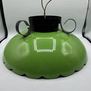 Thomas Industries 1970's Green Metal Scalloped Edge Light Fixture Made in USA - Picture 1 of 13