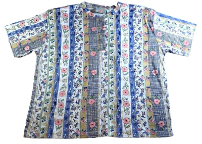 Coral Bay Plus Women Top Sz 1X Blue Pink Floral Pullover Short Sleeve NWT - Image 1 of 4