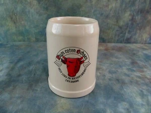 Vintage Clay Beer Stein Lum Coten Ochsen Red Bull Mug Cup 0.5L  - Picture 1 of 5