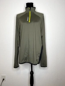 Reebok Sport 1/4 Zip Pullover Training Running Shirt Long Sleeve Green Black LG - Picture 1 of 6