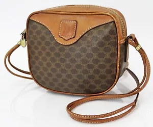 Auténtica Cartera Bolso de Hombro CELINE Marrón Macadam PVC Lona y Cuero #60435 - Imagen 1 de 16
