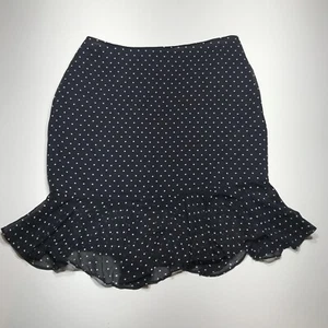 Ralph Lauren Polka Dot Navy Skirt Pencil Ruffle Trumpet Classic Night Out Size 4 - Picture 1 of 12