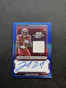 2022 Donruss Optic Jahan Dotson Rookie Patch Auto Blue Prizm /30 #RPA-JD RC SP