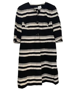 Planet Womens Black & White Striped Buttoned Coat - Size 12 - Picture 1 of 12