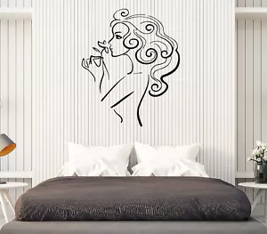Vinyl Aufkleber Wandsticker Beauty Sexy Girl mit Blume Modern Deko (M635) - Bild 1 von 3