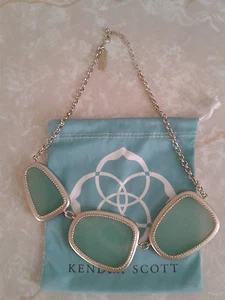 Kendra Scott Chalcedony Green Galeana Bib Statement Necklace Rare Vintage HTF - Picture 1 of 1