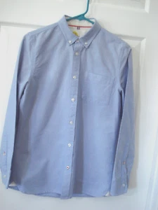 Boden Boys Long Sleeve Blue Chambray Dress Shirt Button Down Collar Size 13-14 - Picture 1 of 6