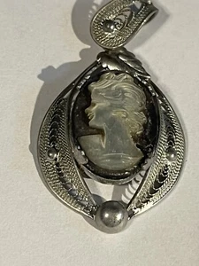 Vintage SORRENTO 925 Sterling Silber filigran 925 Kamee Anhänger NACHLASS Schmuck - Bild 1 von 2