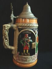 Vintage Heidelberg Perkeo German Lidded Stoneware and Pewter Beer Stein