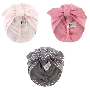 Hudson Baby Baby Girl Turban Cotton Headwraps, Pink Feather, One Size - Picture 1 of 5