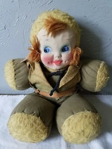 Poupée ancienne peluche Gund Honey Lou 15 pouces avec visage en forme de tissu pressé - Photo 1/7