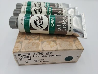 3 PACK TALENS ORPI OIL COLORS VINTAGE 3 TUBES 1.29 OZ SAP GREEN HOLLAND PAINT - Image 1 of 4