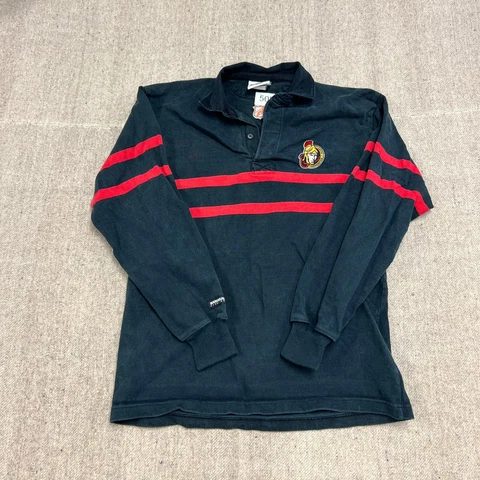 Vintage Ottawa Senators Sweatshirt Button Up Large Black 1990s NHL Cover