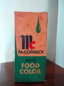 McCormick Food Color Green 1 FL oz Mostly Full Advertising Box & Bottle Vintage - Picture 1 of 8