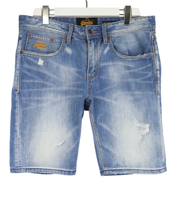 Superdry Officer.Short Homme W32 Délavé Braguette Zip Moustaches Jeans - Photo 1/4