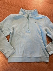 Vineyard Vines Half Zip Top M 10-12 Girls Aqua - Picture 1 of 4