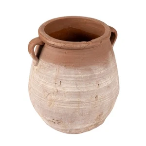 Large Orange & Whitewashed Terracotta Urn - Picture 1 of 7