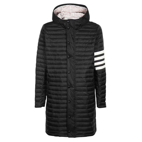 Thom Browne Giacca imbottita con cappuccio e piumino diagonale nero MOD013X 05411 001