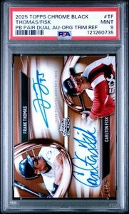 Topps 2025 cromo negro Frank Thomas Carlton Fisk doble PB automático naranja/25 PSA 9 - Imagen 1 de 2