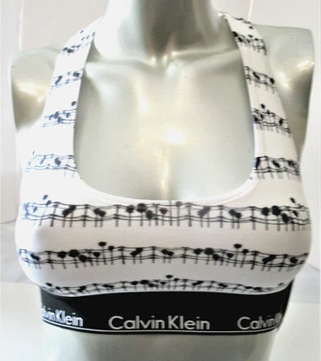 CALVIN KLEIN 2 for $10.99  WHITE/ BLACK COTTON UNLINED RACERBACK BRALETTE  SMALL - Image 1 of 4