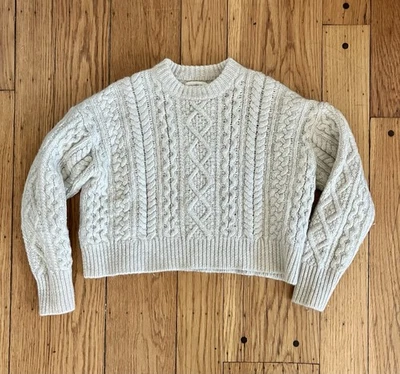 Isabel Marant Étoile Womens Long Sleeve Cable Knit Sweater Beige Wool 38 S - Image 1 of 4