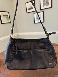 Bolso de Hombro The Sak Cuero Guijarro Negro Nunca Usado Nuevo Estado Hobo Latón - Imagen 1 de 8