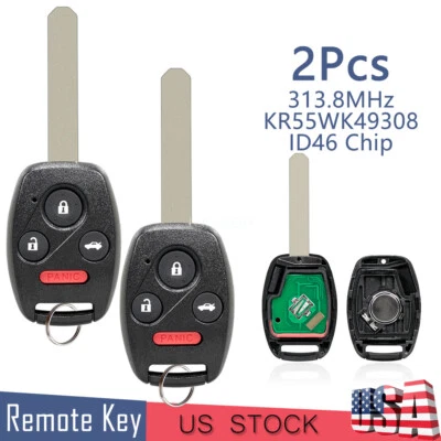 2 para Honda Pilot 2009 2010 2011 2012 2013 2014 2015 mando a distancia sin llave coche llavero Foto 1 de 4