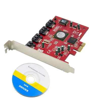 PCIE TO 4 Ports SATA2.0 III RAID Card adapter Silicon Image Sil 3124 chip - Image 1 of 4