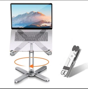 Laptop Stand (Stands) 360 Base, Computer Notebook Laptop Riser Metal X Structure - Picture 1 of 6