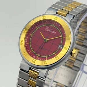 Vintage 1990s Women's EASTMAN Two-Tone, Red Dial, Steel Bracelet Watch, 32mm - Picture 1 of 8