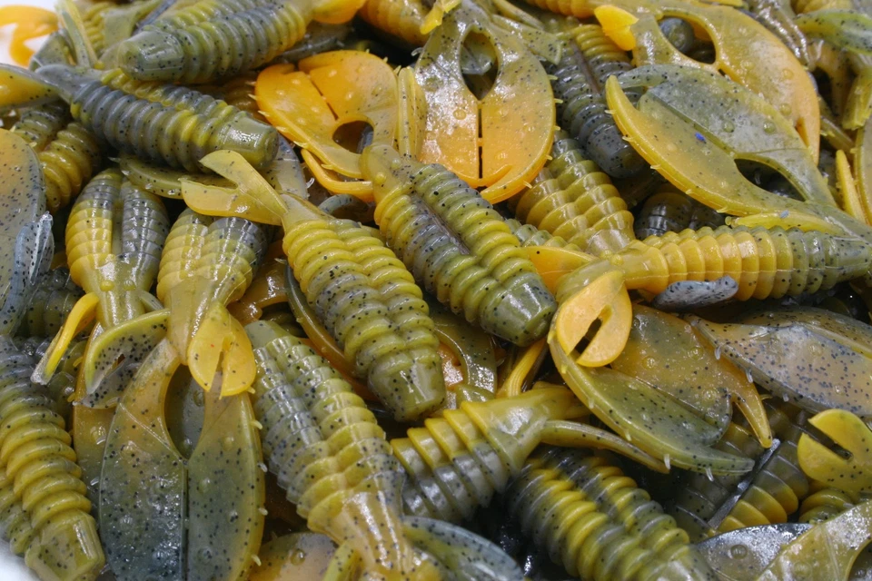 KILLER JIGS 3" Orange Swirl Craw Flapper Yo Mama Plastic Beaver Creature Baits Bass Fishing