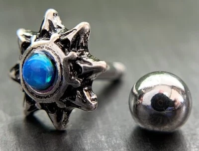 Juego de 1 pieza de ópalo sintético tribal sol tragus hélice cartílago anillo barra 16 g 1/4" Foto 1 de 3